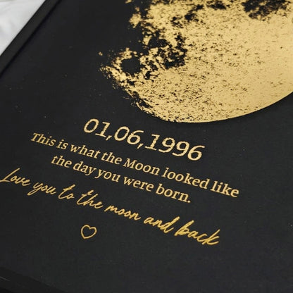 Hand-Crafted Personalized Black Foil Moon Phase Art Print