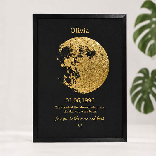 Personalized Gold Foil Moon Phase Art Print