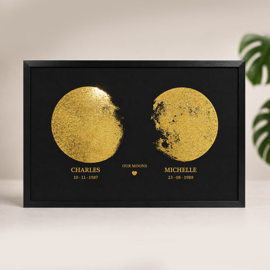 Handcrafted Personalized Moon Phase Frame with Names | Couple Gift | Valentine’s Day Gift | Anniversary Decor