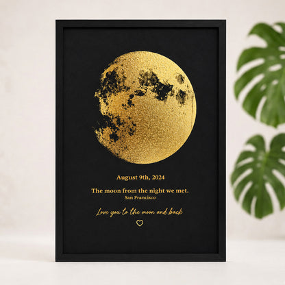 Personalized Gold Foil Moon Phase Art Print